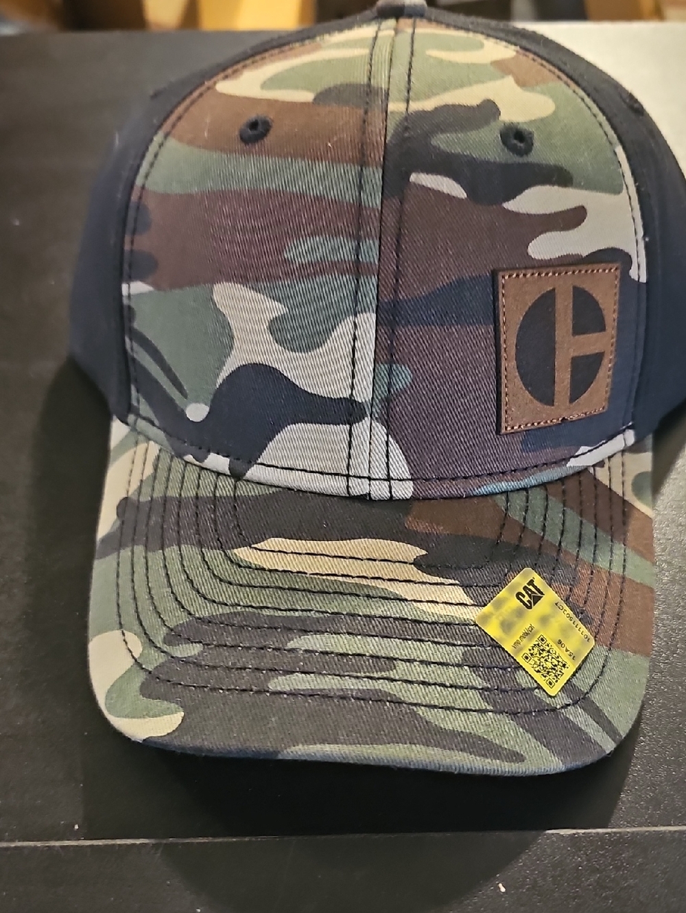 Caterpillar Camo Patch Baseball Cap in Green, Brown, Black